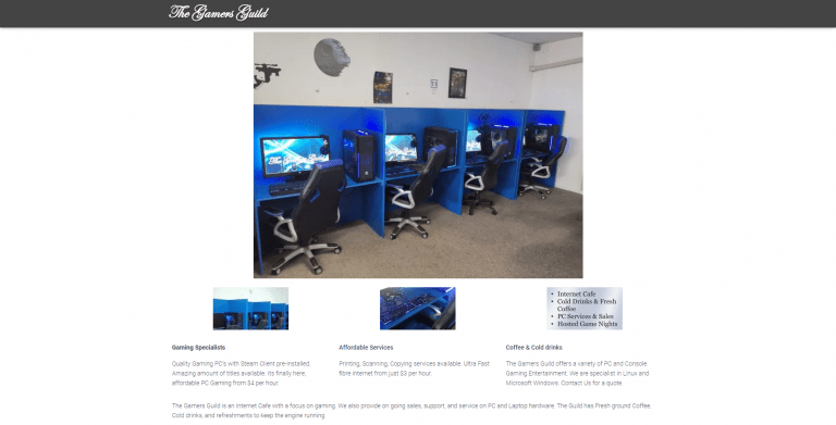 The Gamers Guild New Zealand, Website Screenshot